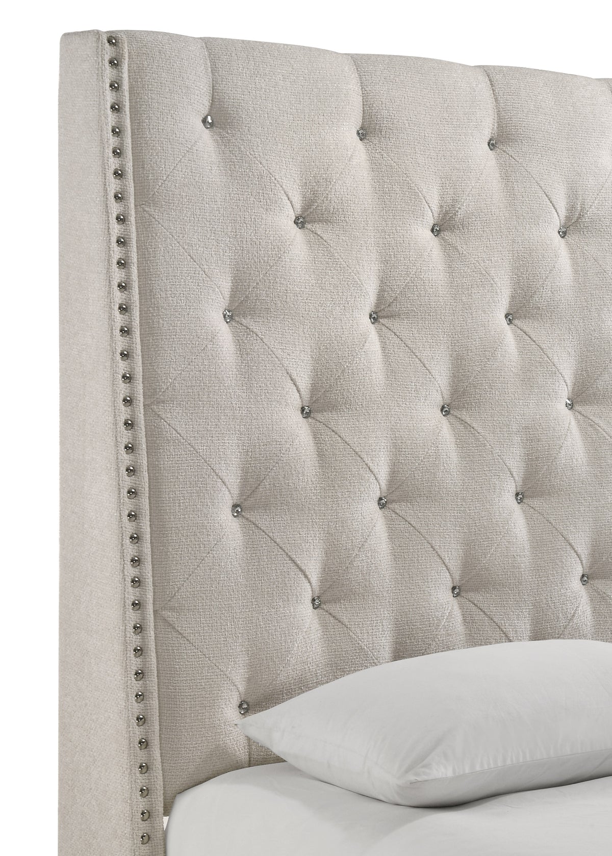 Chantilly Oat King Tweed Upholstered Bed from Crown Mark - Luna Furniture