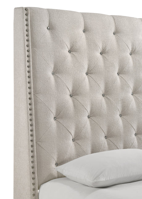 Chantilly Oat King Tweed Upholstered Bed from Crown Mark - Luna Furniture