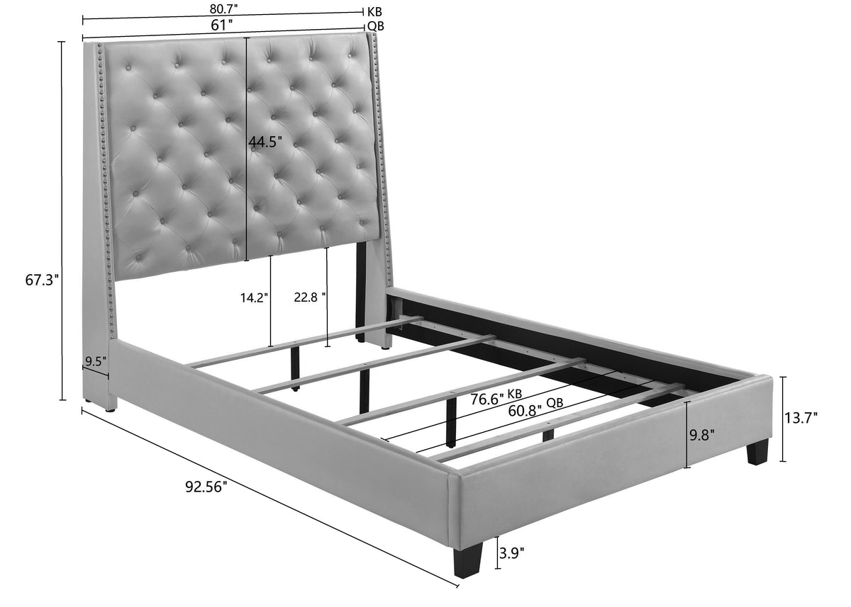 Chantilly Oat King Tweed Upholstered Bed from Crown Mark - Luna Furniture