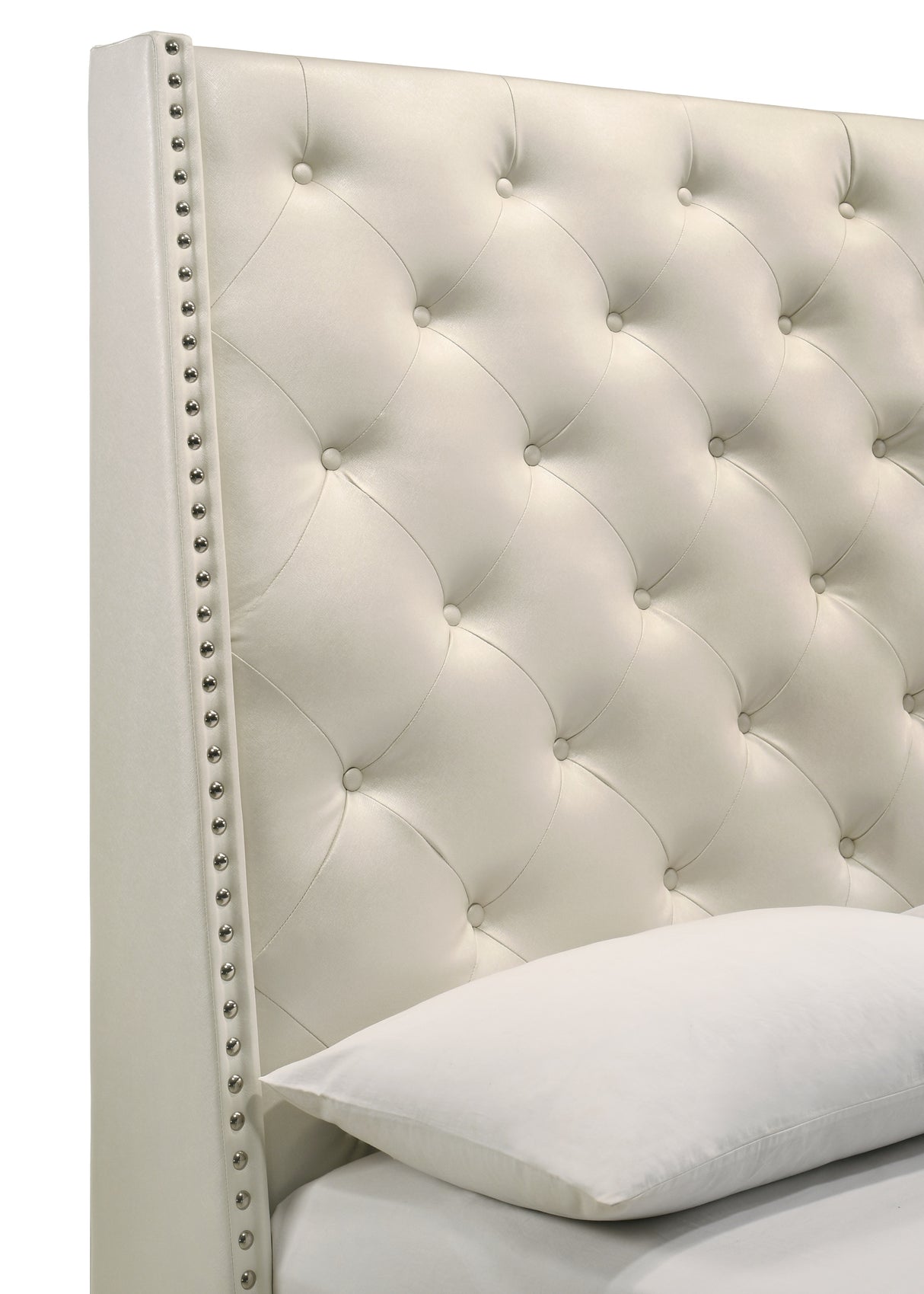 Chantilly Pearl PU Leather King Upholstered Bed