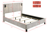 Freya Light Gray Queen Upholstered Bed with Reading Lights from Crown Mark - Luna Furniture