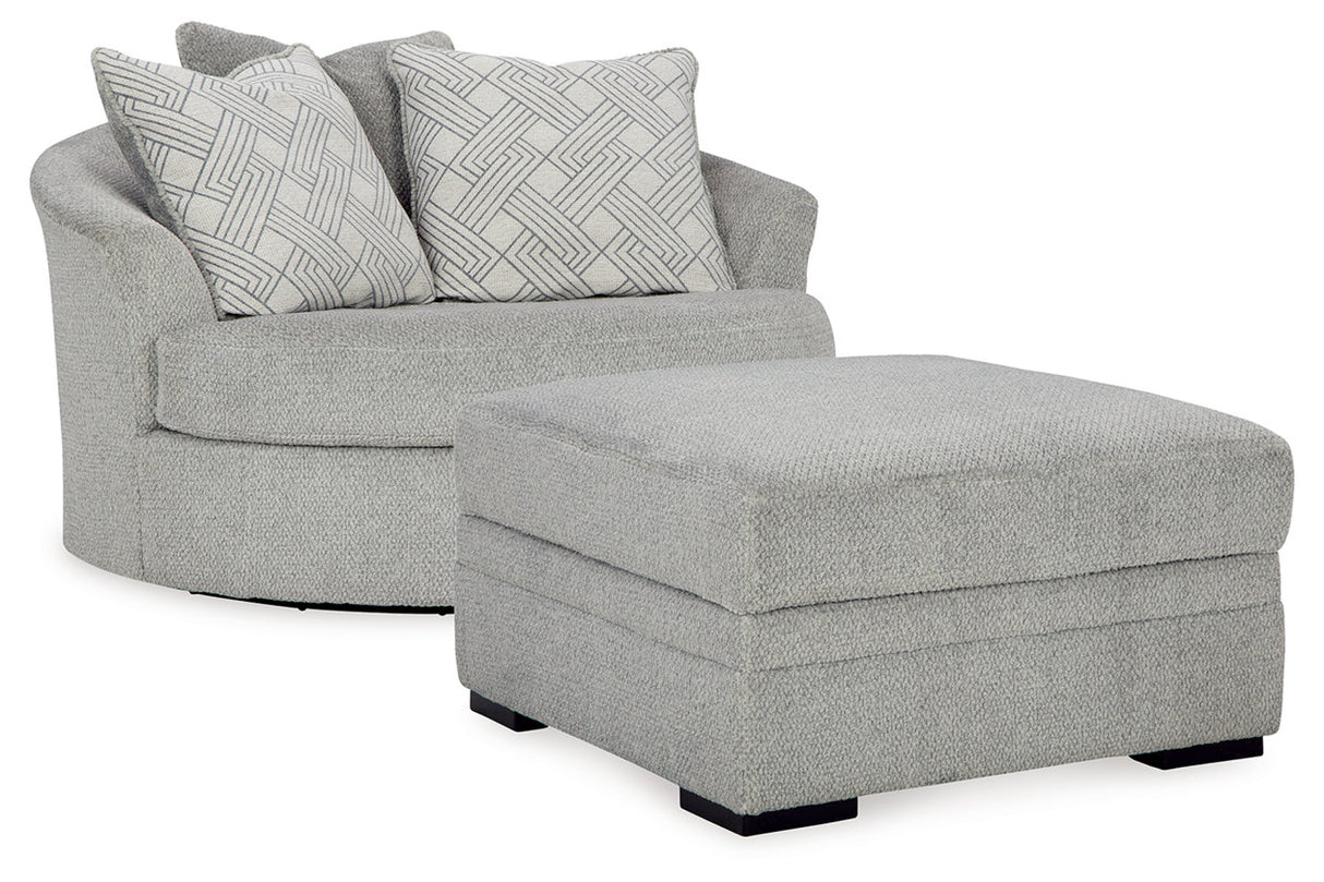 Casselbury Cement Oversized Swivel Chair and Ottoman from Ashley - Luna Furniture