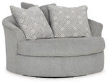 Casselbury Cement Oversized Swivel Chair and Ottoman from Ashley Furniture - Luna Furniture