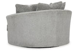 Casselbury Cement Oversized Swivel Chair and Ottoman from Ashley - Luna Furniture