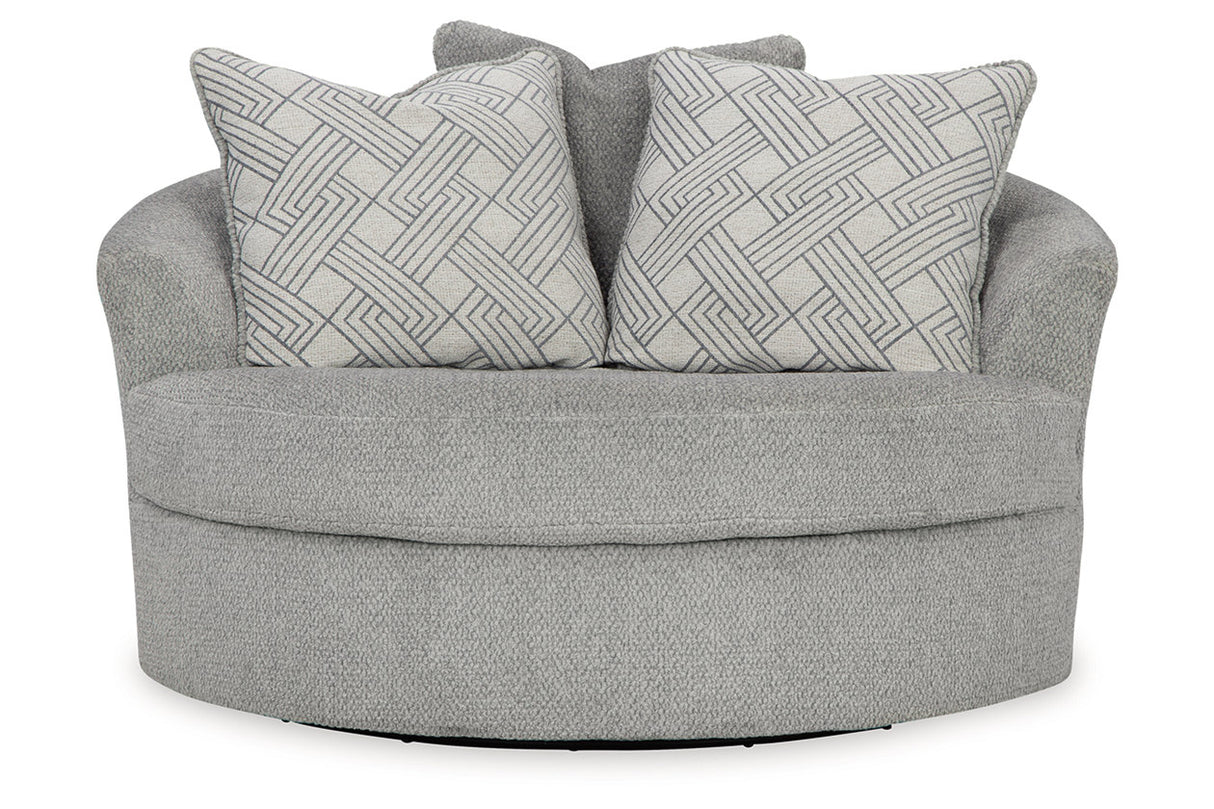 Casselbury Cement Oversized Swivel Chair and Ottoman from Ashley - Luna Furniture