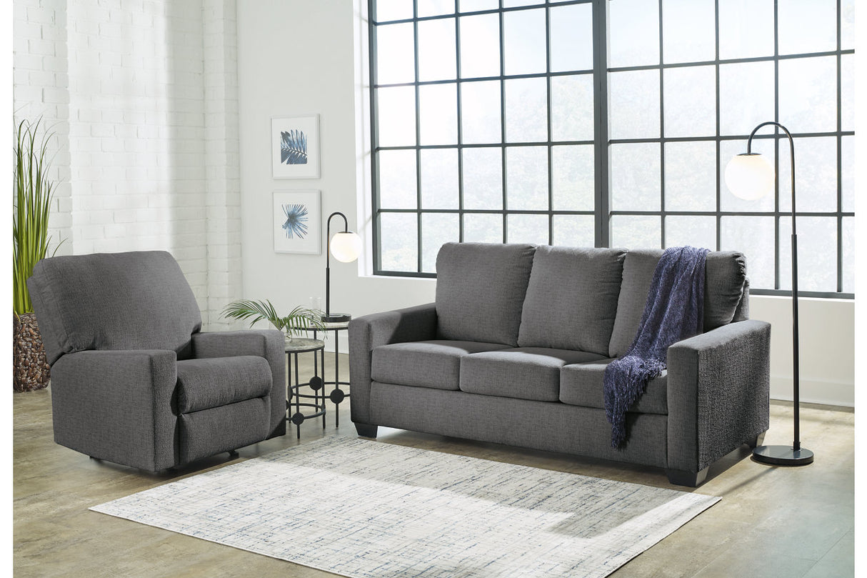 Rannis Pewter Full Sofa Sleeper and Recliner from Ashley - Luna Furniture