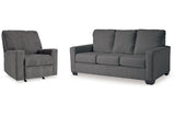 Rannis Pewter Full Sofa Sleeper and Recliner from Ashley - Luna Furniture