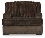 Aylesworth Chocolate Chair and Ottoman from Ashley - Luna Furniture