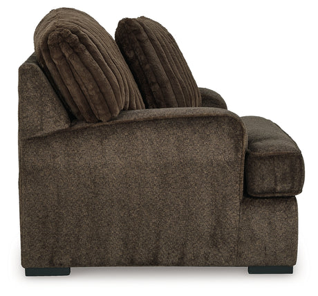 Aylesworth Chocolate Chair and Ottoman from Ashley - Luna Furniture