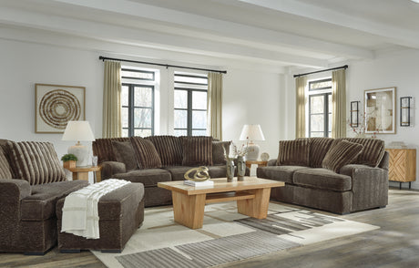 Aylesworth Chocolate Sofa, Loveseat, Chair and Ottoman from Ashley - Luna Furniture