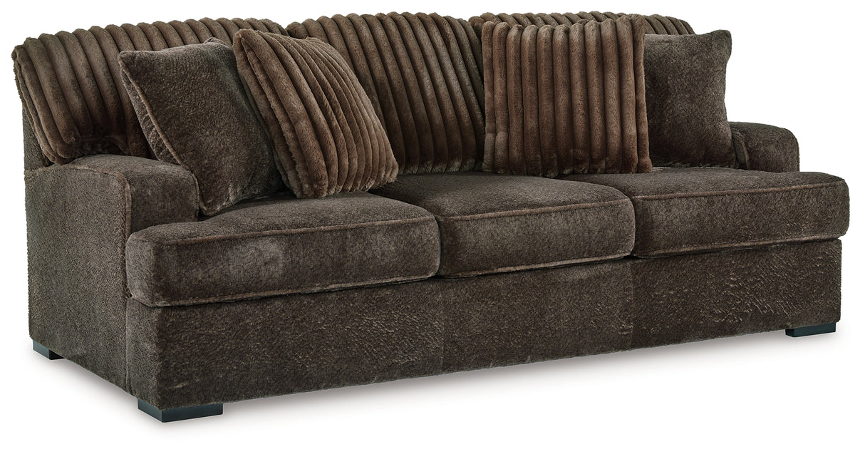 Aylesworth Chocolate Sofa, Loveseat, Chair and Ottoman from Ashley - Luna Furniture