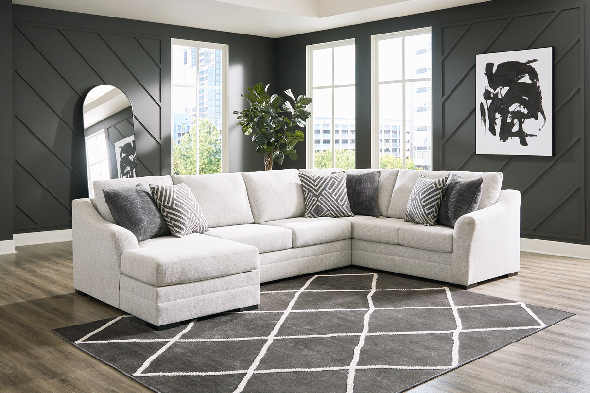 Koralynn 3-Piece Sectional with Ottoman in Stone from Ashley Furniture - Luna Furniture