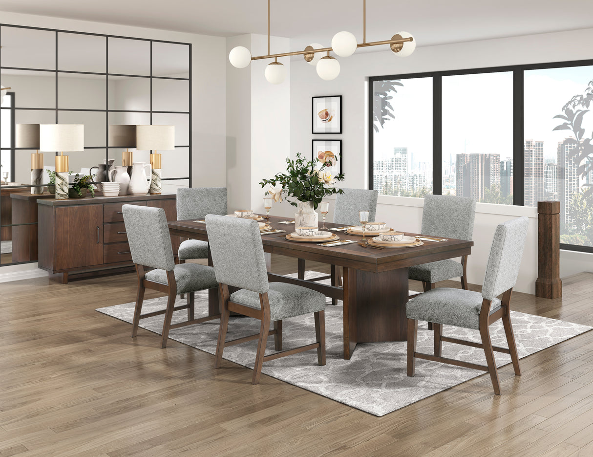 Franco Walnut/Gray 6-Piece 94" Extendable Dining Set with Bench from Homelegance - Luna Furniture