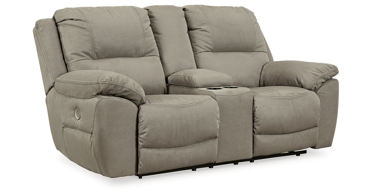 Next-Gen Gaucho Putty Power Reclining Loveseat with Console from Ashley Furniture - Luna Furniture