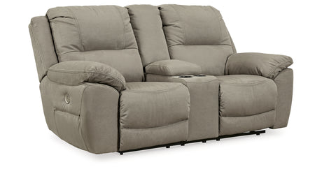 Next-Gen Gaucho Putty Power Reclining Loveseat with Console from Ashley Furniture - Luna Furniture