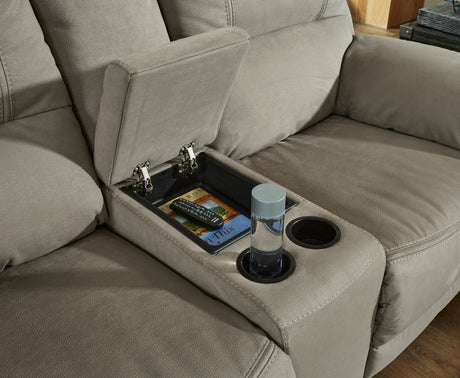 Next-Gen Gaucho Putty Reclining Loveseat with Console from Ashley Furniture - Luna Furniture