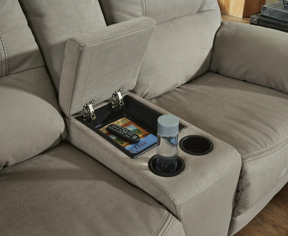 Next-Gen Gaucho Putty Power Reclining Loveseat with Console from Ashley Furniture - Luna Furniture