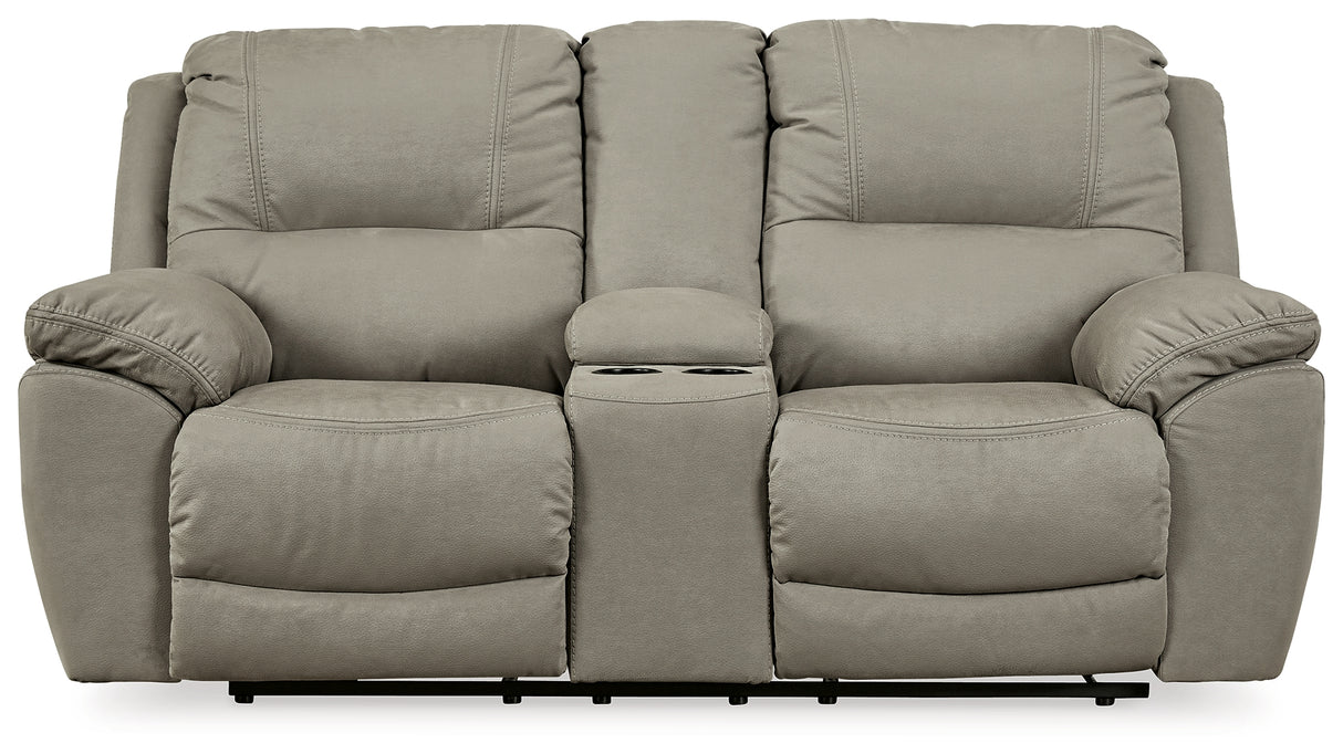 Next-Gen Gaucho Putty Reclining Loveseat with Console from Ashley - Luna Furniture