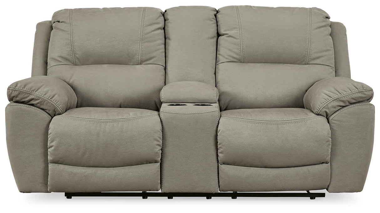 Next-Gen Gaucho Putty Reclining Loveseat with Console from Ashley Furniture - Luna Furniture