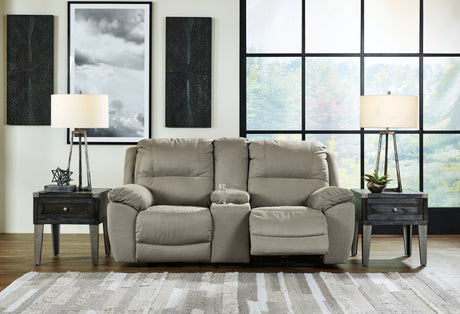 Next-Gen Gaucho Putty Reclining Loveseat with Console from Ashley Furniture - Luna Furniture