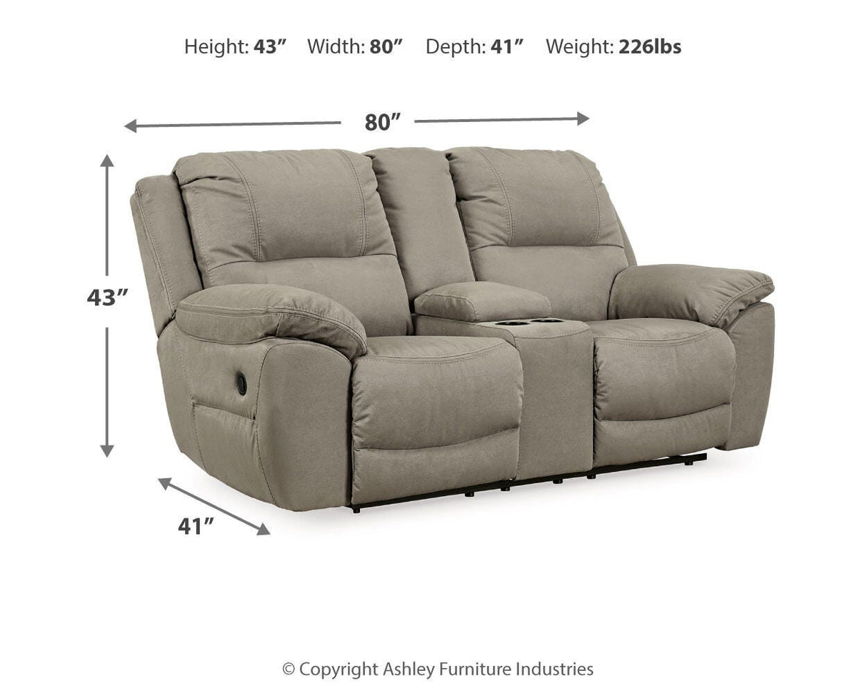 Next-Gen Gaucho Putty Reclining Loveseat with Console from Ashley - Luna Furniture