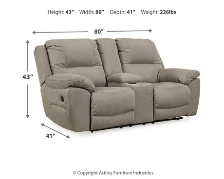 Next-Gen Gaucho Putty Reclining Loveseat with Console from Ashley - Luna Furniture