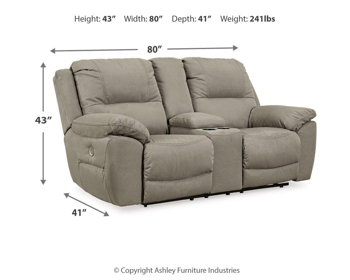 Next-Gen Gaucho Putty Power Reclining Loveseat with Console from Ashley - Luna Furniture