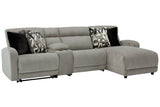 Colleyville Stone 4-Piece Power Reclining Sectional with Chaise from Ashley - Luna Furniture