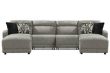 Colleyville Stone 4-Piece Power Reclining Sectional with Chaise from Ashley - Luna Furniture