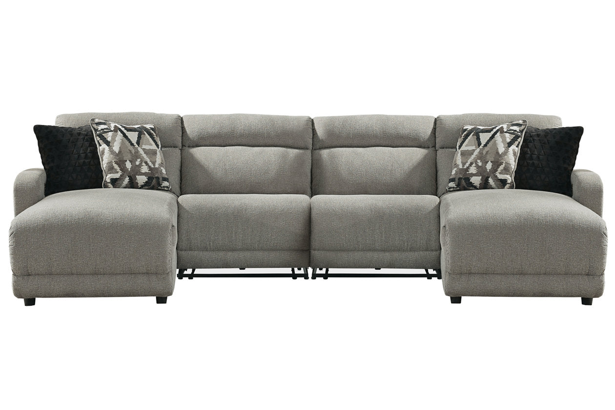 Colleyville Stone 4-Piece Power Reclining Sectional with Chaise from Ashley - Luna Furniture
