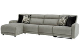 Colleyville Stone 4-Piece Power Reclining Sectional with Chaise from Ashley - Luna Furniture