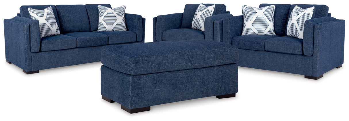 Evansley Sofa, Loveseat, Chair and Ottoman in Navy from Ashley Furniture - Luna Furniture