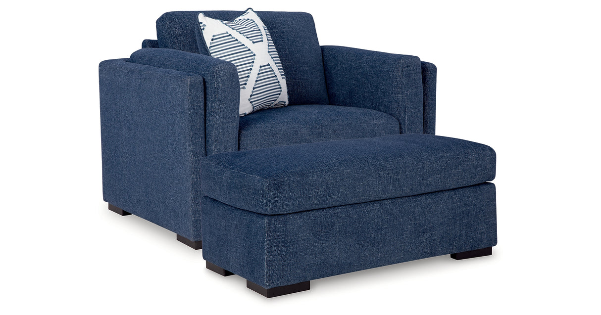 Evansley Chair and Ottoman in Navy from Ashley Furniture - Luna Furniture
