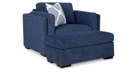Evansley Chair and Ottoman in Navy from Ashley Furniture - Luna Furniture