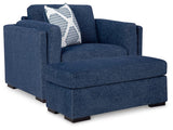 Evansley Chair and Ottoman in Navy from Ashley - Luna Furniture