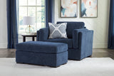 Evansley Navy Chair and Ottoman from Ashley - Luna Furniture