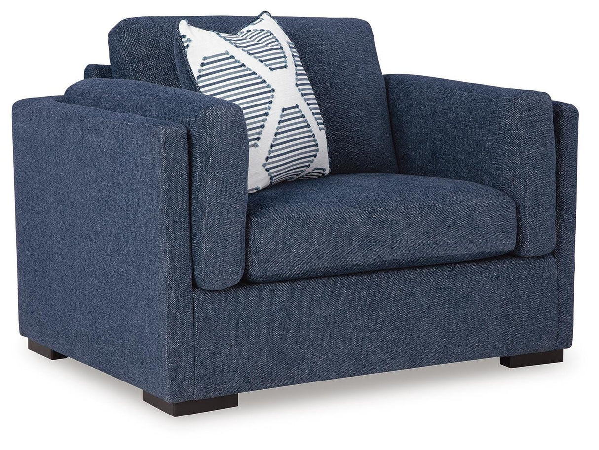 Evansley Chair and Ottoman in Navy from Ashley - Luna Furniture
