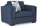 Evansley Chair and Ottoman in Navy from Ashley - Luna Furniture