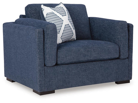 Evansley Chair and Ottoman in Navy from Ashley - Luna Furniture