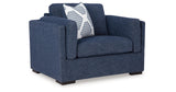 Evansley Chair and Ottoman in Navy from Ashley Furniture - Luna Furniture
