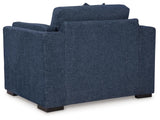 Evansley Chair and Ottoman in Navy from Ashley - Luna Furniture