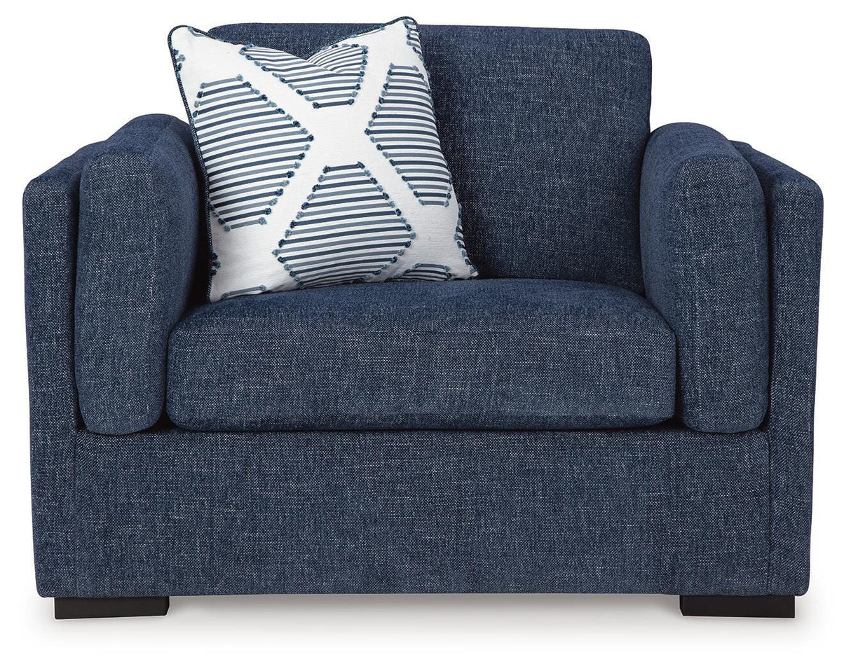 Evansley Chair and Ottoman in Navy from Ashley - Luna Furniture