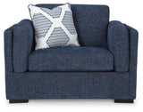 Evansley Chair and Ottoman in Navy from Ashley - Luna Furniture