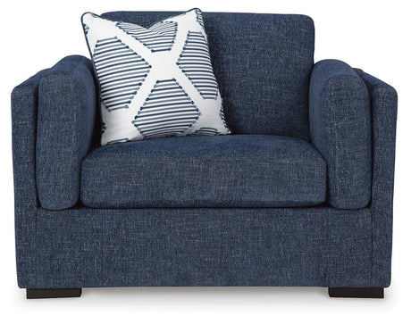 Evansley Chair and Ottoman in Navy from Ashley - Luna Furniture