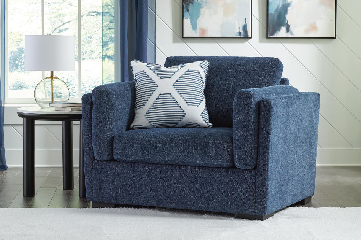 Evansley Chair and Ottoman in Navy from Ashley - Luna Furniture