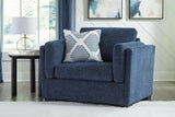 Evansley Chair and Ottoman in Navy from Ashley - Luna Furniture