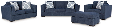 Evansley Navy Sofa, Loveseat, Chair and Ottoman from Ashley - Luna Furniture