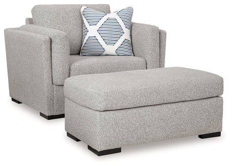 Evansley Pewter Chair and Ottoman from Ashley - Luna Furniture
