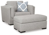Evansley Pewter Chair and Ottoman from Ashley - Luna Furniture