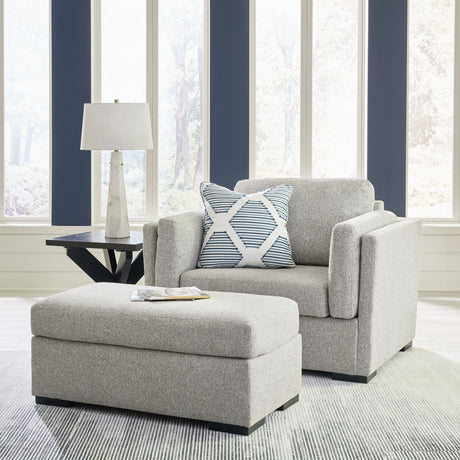 Evansley Pewter Chair and Ottoman from Ashley - Luna Furniture
